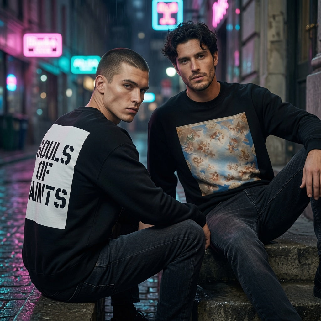 Heavenly Angels Fresco Sweatshirt | Souls of Saints Back Logo