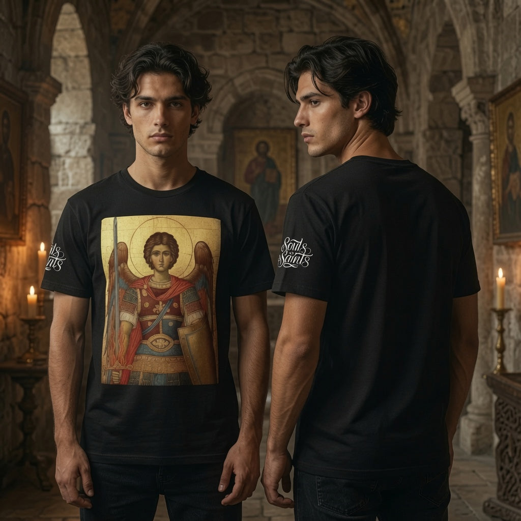 St. Michael the Archangel Byzantine Icon T-Shirt | Sacred Warrior Tee